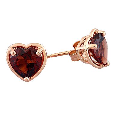 Stella Grace 14k Rose Gold Heart Garnet Stud Earrings