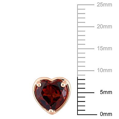 Stella Grace 14k Rose Gold Heart Garnet Stud Earrings