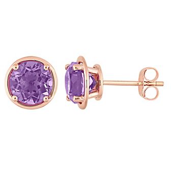Stella Grace 14k Rose Gold Round Amethyst Stud Earrings