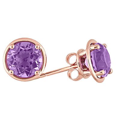 Stella Grace 14k Rose Gold Round Amethyst Stud Earrings