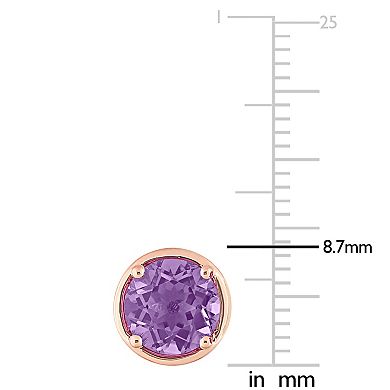 Stella Grace 14k Rose Gold Round Amethyst Stud Earrings