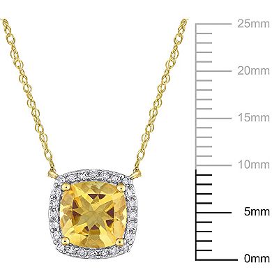 Stella Grace 10k Gold Citrine & 1/8 Carat T.W. Diamond Halo Necklace