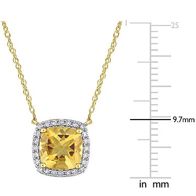 Stella Grace 10k Gold Citrine & 1/8 Carat T.W. Diamond Halo Necklace
