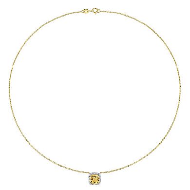 Stella Grace 10k Gold Citrine & 1/8 Carat T.W. Diamond Halo Necklace