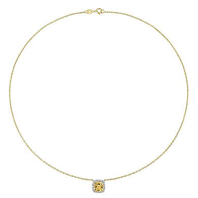 Stella Grace 10k Gold Citrine & 1/8 Carat T.W. Diamond Halo Necklace