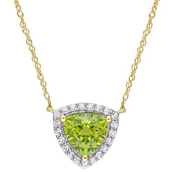 Stella Grace 10k Gold Peridot & White Topaz Halo Necklace