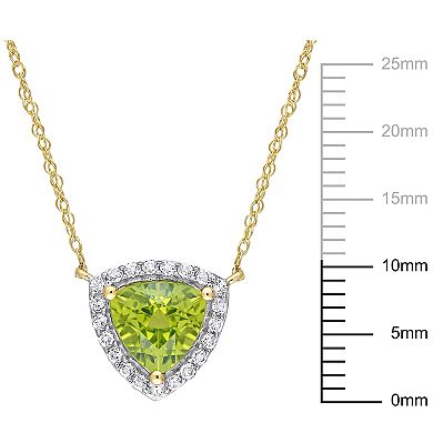 Stella Grace 10k Gold Peridot & White Topaz Halo Necklace