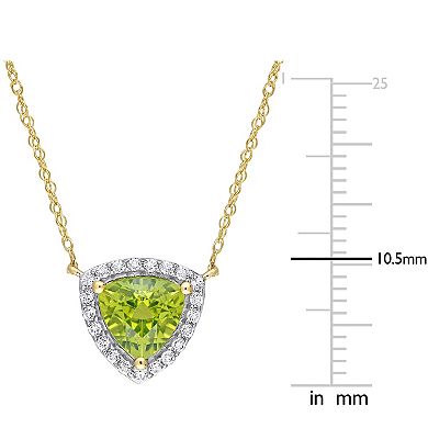 Stella Grace 10k Gold Peridot & White Topaz Halo Necklace