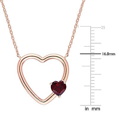Stella Grace 10k Rose Gold Garnet Open Heart Pendant Necklace