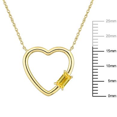Stella Grace 10k Gold Yellow Sapphire Open Heart Pendant Necklace