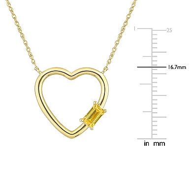 Stella Grace 10k Gold Yellow Sapphire Open Heart Pendant Necklace