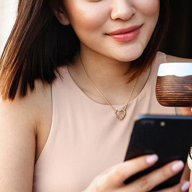 Stella Grace 10k Gold Yellow Sapphire Open Heart Pendant Necklace