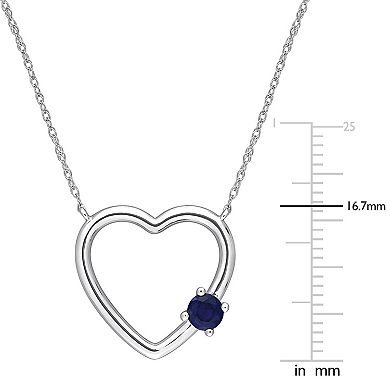 Stella Grace 10k White Gold Sapphire Open Heart Pendant Necklace