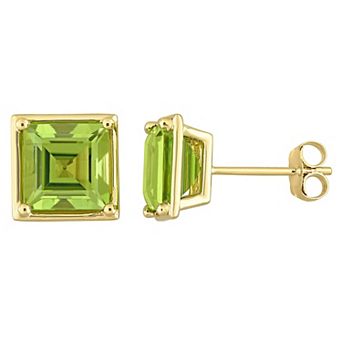 Stella Grace 14k Gold Square Peridot Stud Earrings