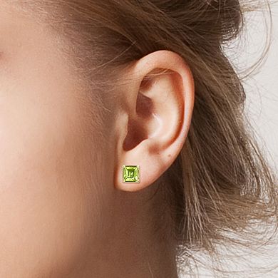 Stella Grace 14k Gold Square Peridot Stud Earrings