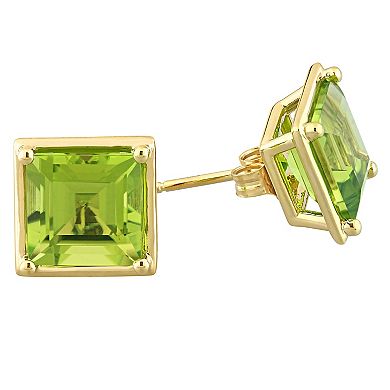 Stella Grace 14k Gold Square Peridot Stud Earrings