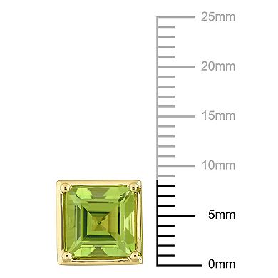 Stella Grace 14k Gold Square Peridot Stud Earrings