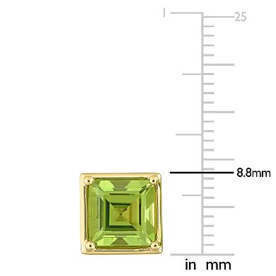 Stella Grace 14k Gold Square Peridot Stud Earrings