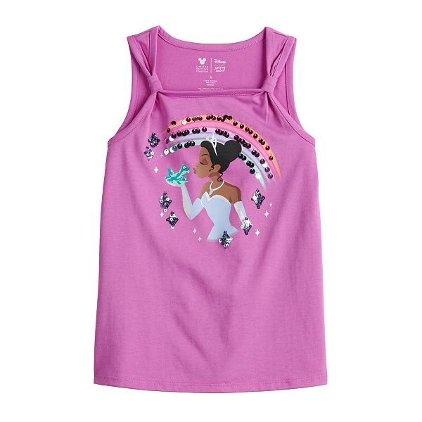 Girls 4 12 Disney The Princess And The Frog Embellished Knot Shoulder Graphic Tank Top By Jumping Beans