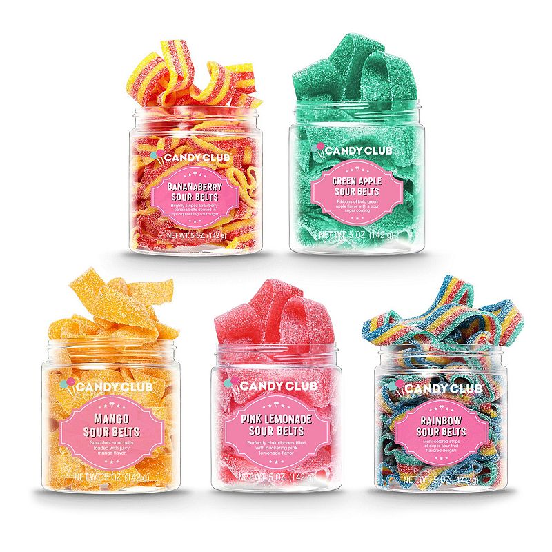 Candy Club Fasten Your Sweetbelts Sour Candy Small Cup Set of 5, Multicolor