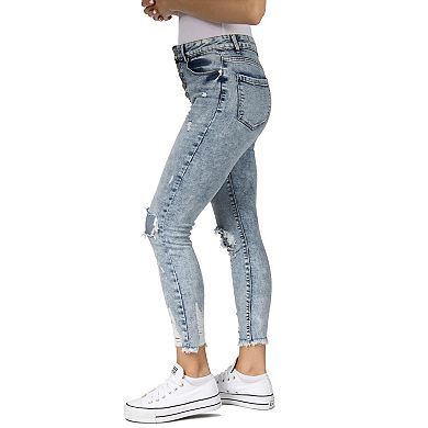 Juniors' Indigo Rein High-Rise Destructed Skinny Jeans