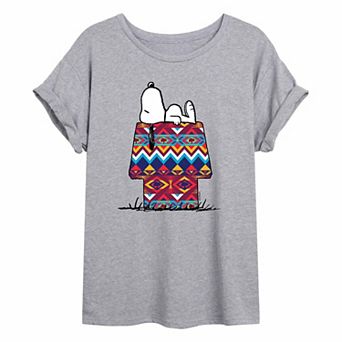 Juniors' Peanuts Western House Oversized Tee