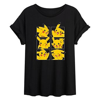 Juniors' Pok&eacute;mon Pikachu Grid Oversized Tee