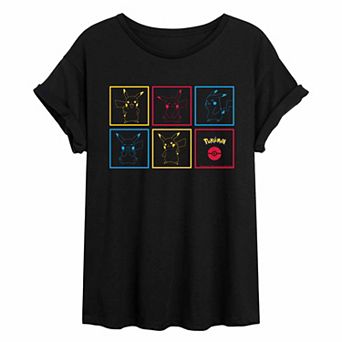 Juniors' Pok&eacute;mon Pikachu Boxes Oversized Tee