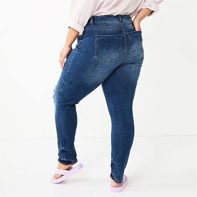 Juniors' Plus Indigo Rein High-Rise Super Soft Skinny Jeans