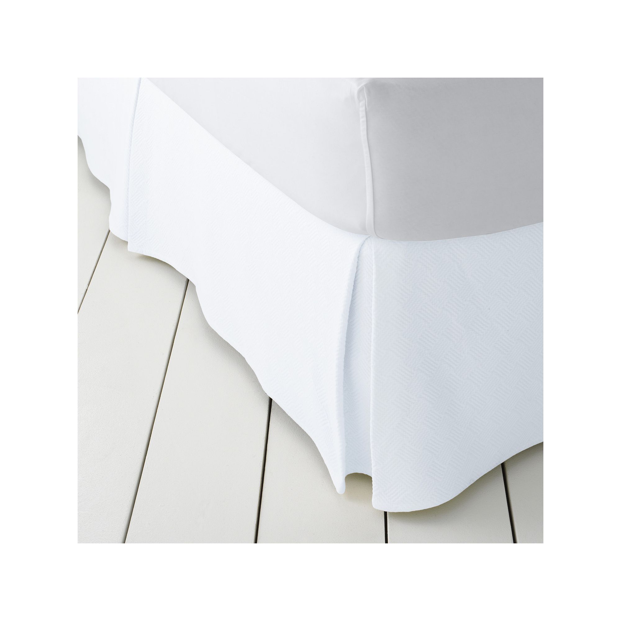 Lands End California Basketweave Matelasse Bedskirt, White