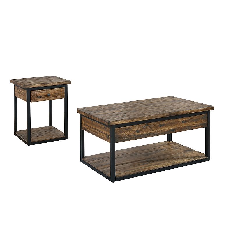 Alaterre Furniture Claremont Rustic Coffee Table & End Table 2-piece Set, B