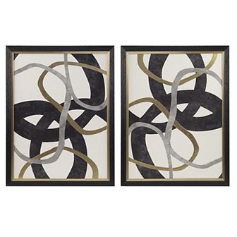 Madison Park Moving Midas Gold Foil Abstract Framed Canvas Wall Art 2 pc Set