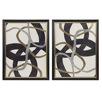 Madison Park Moving Midas Gold Foil Abstract Framed Canvas Wall Art 2 pc Set