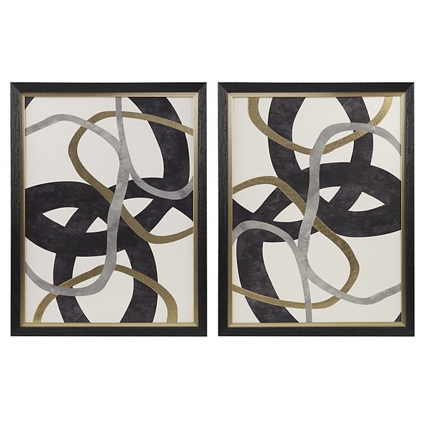 Madison Park Moving Midas Gold Foil Abstract Framed Canvas Wall Art 2