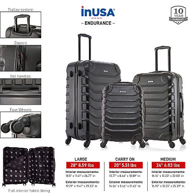 InUSA Endurance 3-Piece Hardside Spinner Luggage Set