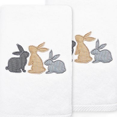 Linum Home Textiles Bunny Row Embroidered Luxury Turkish Cotton 2-pack Hand Towel Set