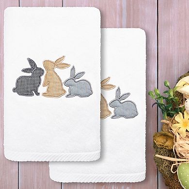 Linum Home Textiles Bunny Row Embroidered Luxury Turkish Cotton 2-pack Hand Towel Set