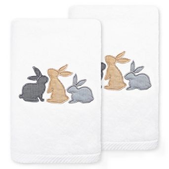 Linum Home Textiles Bunny Row Embroidered Luxury Turkish Cotton 2-pack Hand Towel Set