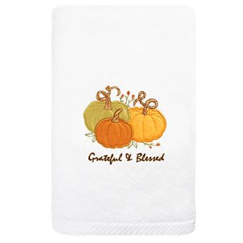 Linum Home Textiles Grateful & Blessed Embroidered Luxury Turkish Cotton Hand Towel