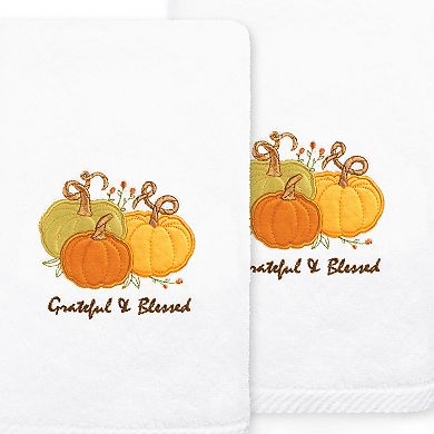 Linum Home Textiles Grateful & Blessed Embroidered Luxury Turkish Cotton 2-pack Hand Towel Set