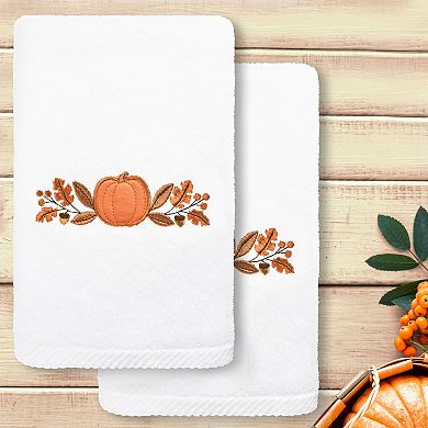 Linum Home Textiles Harvest Bounty Embroidered Luxury Turkish Cotton 2-pack Hand Towel Set