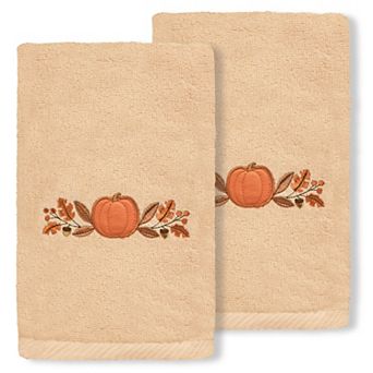 Linum Home Textiles Harvest Bounty Embroidered Luxury Turkish Cotton 2-pack Hand Towel Set