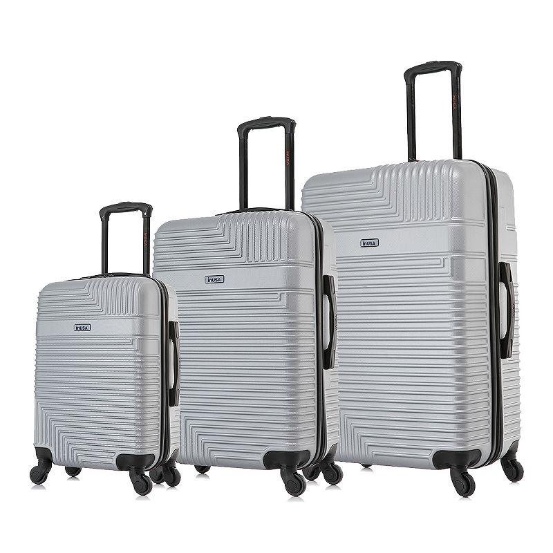InUSA Resilience 3-Piece Hardside Spinner Luggage Set, Silver