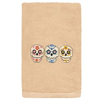 Linum Home Textiles Skulls Embroidered Luxury Turkish Cotton Hand Towel