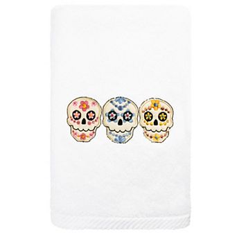 Linum Home Textiles Skulls Embroidered Luxury Turkish Cotton Hand Towel