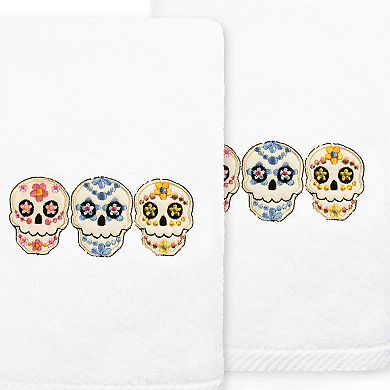 Linum Home Textiles Skulls Embroidered Luxury Turkish Cotton 2-pack Hand Towel Set