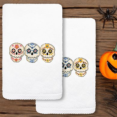 Linum Home Textiles Skulls Embroidered Luxury Turkish Cotton 2-pack Hand Towel Set