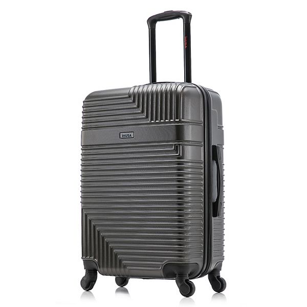 InUSA Resilience Lightweight Hardside Medium Checked Spinner Suitcase - Black