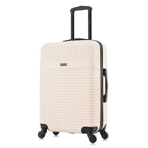 InUSA Resilience Lightweight Hardside Large Checked Spinner Suitcase - Beige