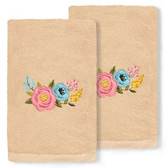 Linum Home Textiles Primavera Embroidered Luxury Turkish Cotton 2-pack Hand Towel Set